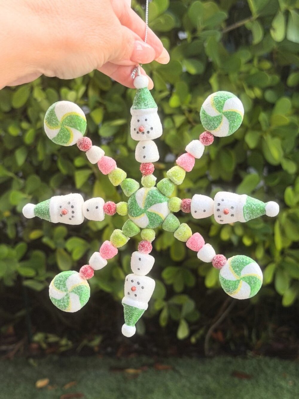2008 Dept 56 Snowman Gumdrop Candy Swirl Snowflake Christmas Tree Ornament 7"